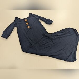 Caden Lane Dark Blue Knotted Gown 0-3 Months Bamboo Baby